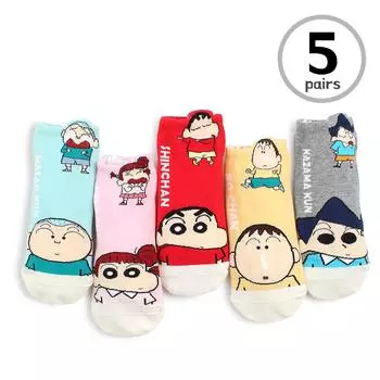 Официально лицензированные низкие носки Crayon Shin Chan (5 пар) для женщин и девочек с японскими мультфильмами PF15 23cm-26cm