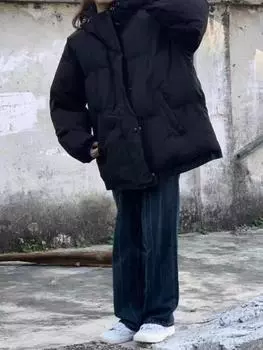 Официальное фото черная хлопковая подкладка одежды корейская версия хлопковых подкладок дизайн чувство студент хлеб одежда утолщенные куртки новые модели S чёрный
