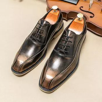 Официальные деловые кожаные туфли на плоской подошве Elegantes мужские туфли-оксфорды свадебные туфли для вечеринок новые модные заостренные офисные мужские туфли-броги 38 чёрный
