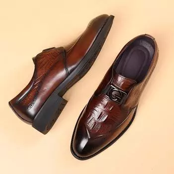 Официальные кожаные туфли мужские кожаные деловые повседневные мужские туфли британский стиль мужские туфли с резным узором на педалях 44 чёрный