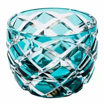 [Официальные прямые продажи Taimuro Kobo] Стеклянная кружка Crystal Edo Kiriko Yarai Crest (зеленый) TB5100-13 Коробка Paulownia Сделано в Японии