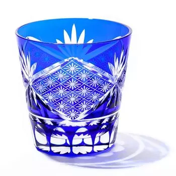 [Официальные прямые продажи Таймуро Кобо] Эдо Кирико Ханабиси Crest Tenkai Old Glass (Рури) TB96325B Деревянный ящик, сделано в Японии