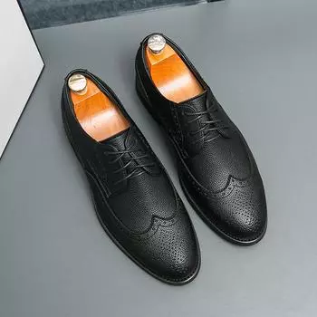 Официальные туфли мужские деловые броги кожаные туфли с резьбой роскошные кожаные классические модные туфли элегантные офисные туфли с низким верхом 38 вино красного