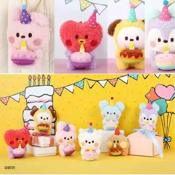 Официальный брелок для куклы BTS BT21 Minini PLUSH Happy Time, аутентичный TATA