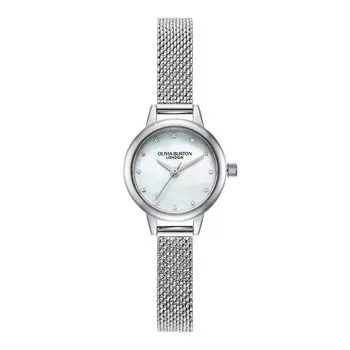 Официальный дилер Часы Olivia Burton для женщин 24000120 Classics Mini Белый перламутр Кристалл Серебристый сетчатый браслет 23 мм [OLIVIA BURTON]