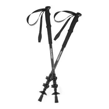 Официальный магазин Naturehike Трекинговые палки Альпинистские палки Набор из 2 шт. Изготовлены из алюминия Трекинговые палки Легкий резиновый чехол с грязевой корзиной Подвесные на открытом воздухе чёрный