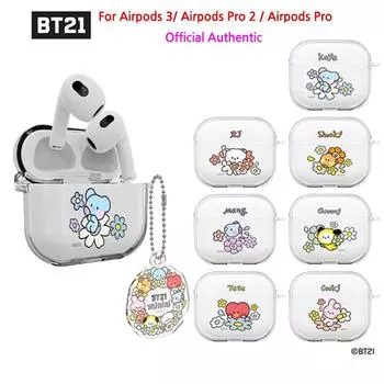 Официальный прозрачный чехол-брелок BTS BT21 Minini AirpodsPro 2nd/1st