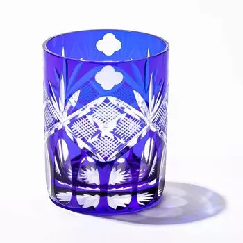 Официальный прямой адрес Kobo Edo Kiriko Yotsuba Genroku Crest, старая стеклянная деревянная коробка, сделано в Японии [продажа Taimuro] (Рури) ТБ90615-4Б