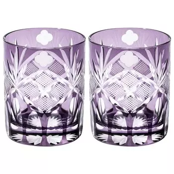 Официальный прямой адрес Kobo Edo Kiriko Yotsuba Genroku Crest, старая стеклянная пара, деревянная коробка, сделано в Японии [продажа Taimuro] (Эдо Пурпурный) TB90615-4Ms