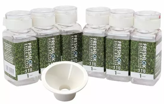 [Официальный сайт Takeya] Бутылка для специй Fresh Rock, белая, с 1 отверстием [набор из 6 шт.], 110 мл, с воронкой белый