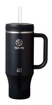 Официальный стакан Takeya с ручкой-соломинкой 1170 мл TAKEYA FLASK, стакан из нержавеющей стали с прохладной ручкой и соломой для кемпинга, спорта, тренировок, удаленной работы на открытом воздухе оникс