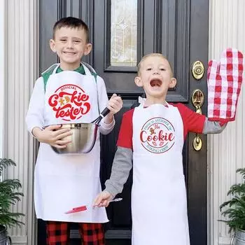 Официальный тестер печенья, детский рождественский фартук, детский рождественский фартук, детский рождественский фартук для выпечки, милый подарок для детей