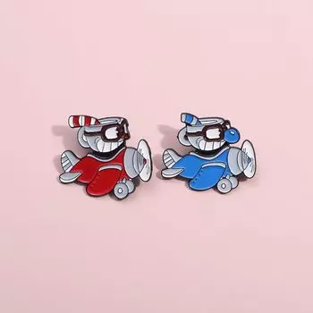 Официальный товар Cuphead «Just Funky» — значок/медаль в форме самолета, идеальный подарок для студентов QHXZ1041 (red nose)