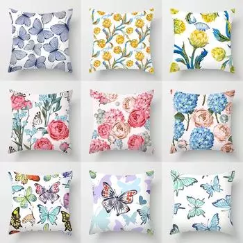 Офис Гостиная Дом Наволочка Красочные Бабочки Цветочный Узор Наволочка Украшения для Машины 40x40cm