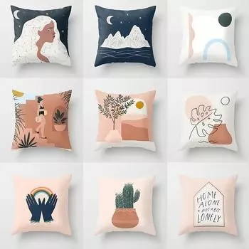 Офис Гостиная Дом Наволочка Растение Геометрическая Луна Наволочка Украшения для автомобиля 40x40cm