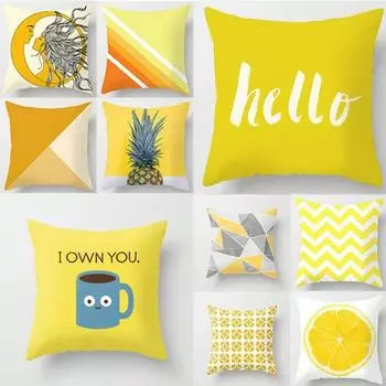 Офис Гостиная Дом Наволочка Желтый Цветок Животное Наволочка Украшения для Машины 40x40cm