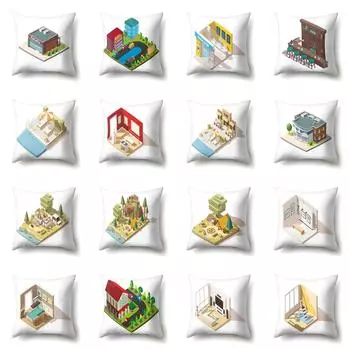 Офисная наволочка Трехмерная перспектива Талия Креативный домашний диван 40x40cm