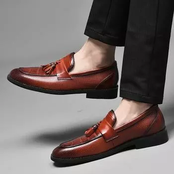 Офисная обувь Мужская повседневная кожаная обувь для мужчин на шнуровке итальянская обувь Мужская повседневная обувь для мужчин Модная модельная обувь 36 чёрный