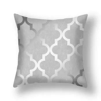 Офисная персиковая кожа, подушка для кровати, тканевый чехол для подушки, чехол для дивана, автомобильный серый геометрический рисунок 45 * 45cm