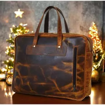 Офисная рабочая сумка ручной работы мужская сумка-мессенджер с двумя ручками для ноутбука 16 x 12 x 4 in коричневый