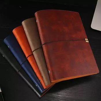 Офисная школьная повестка дня список планировщик кожаный блокнот на ремешках канцелярские принадлежности с отрывными листами A5 red brown