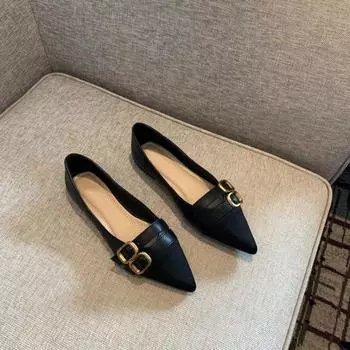 Офисная женская обувь на низком каблуке, элегантная нескользящая женская обувь на плоской подошве, быстрая доставка, тренд 2024 года, модный, стильный 35