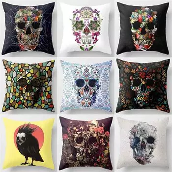 Офисное кресло, поясная наволочка, наволочка в стиле панк с черепом, украшение для дома, наволочка для дивана 40x40cm