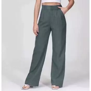 Офисные брюки, осенние широкие брюки с высокой талией и поясом, широкие брюки, уличные рабочие брюки, брюки для бега с карманами, 28425 XS орион