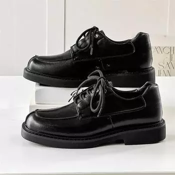 Офисные мужские деловые повседневные кожаные туфли на нескользящей платформе Оксфорды Туфли на шнуровке Деловые туфли Классическая официальная обувь для офиса 38 чёрный