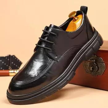 Офисные оксфордские туфли мужские, деловые туфли большого размера, легкая повседневная обувь на мягкой подошве, классические коричневые свадебные туфли на шнуровке 38 чёрный