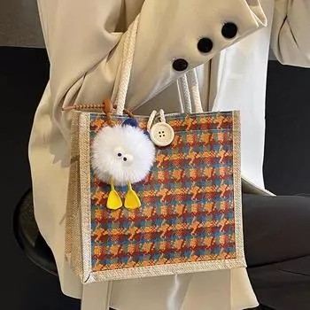 Офисные работники несут сумки с рисом, женские модные льняные сумки, женские японские девушки, маленькие женские сумки-ранцы