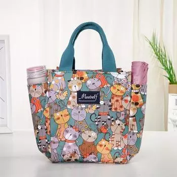 Офисные работники выходят на улицу с сумкой-ланч-боксом из риса, термосумкой Bento, модной сумкой-тоут, холщовой сумкой для переноски мамочек озеро синий