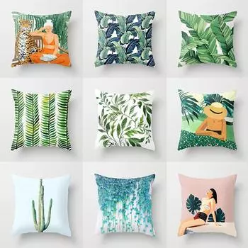 Офисный диван, чехол для подушки с тропическим лесом, растительный узор, наволочка, роскошный домашний декор, наволочка 40x40cm