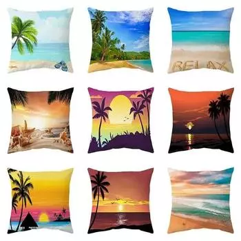 Офисный диван, подушка для летних каникул, пляжный пейзаж, украшение, чехол, роскошное украшение для дома, чехол для подушки 40x40cm