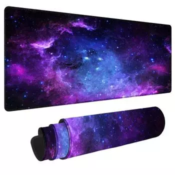 Офисный игровой фиолетовый большой коврик для мыши с принтом галактики, настольный коврик, коврик для мыши