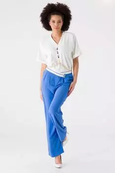 Офисный костюм с поясом, синий KELLY