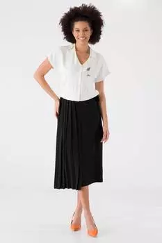 Офисный костюм со складками на одну сторону, черный LOLE