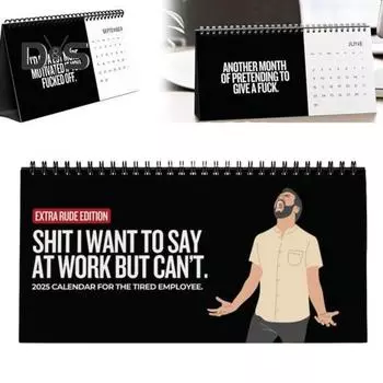 Офисный настольный календарь 2025 года с саркастическими цитатами, грубым юмором, ругательствами, аффирмациями, настольный календарь для подарка White Elephant Gag 1pc