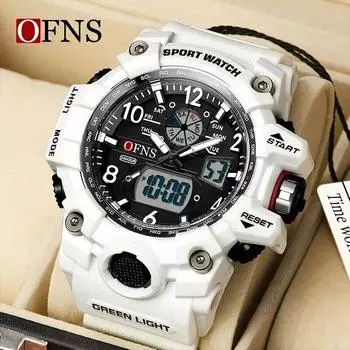 OFNS G Стиль спортивные военные мужские часы водонепроницаемые кварцевые наручные часы с двойным дисплеем для мужчин часы секундомер Relogios Masculino