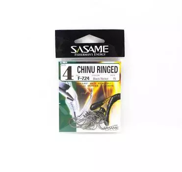 Офсетный крючок Sasame F-724 Chinu с кольцом, черный, размер 4 (1157)