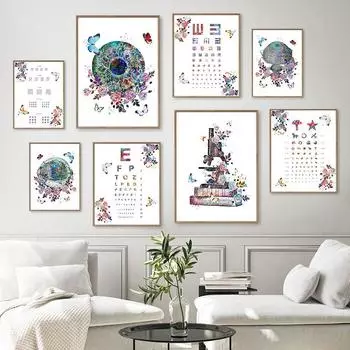 Офтальмологическая анатомия, медицинская офтальмологическая оптометрия, инструменты, настенная живопись на холсте, плакат на скандинавскую тему 21cm30cm NoFrame