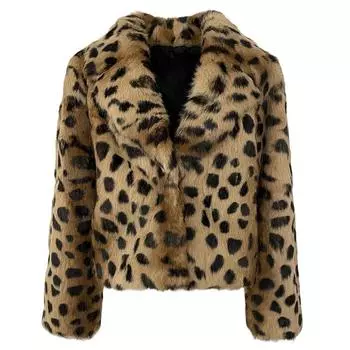 OFTBUY 2024 Настоящее натуральное пальто из кроличьего меха с леопардовым принтом зимняя куртка женская толстая теплая элегантная верхняя одежда уличная одежда с отложным воротником S верблюд