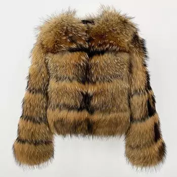 OFTBUY 2024, осенне-зимнее роскошное пальто из натурального меха, женское утолщенное теплое модное четырехсекционное пальто из меха енота, женская повседневная одежда XXL чёрный