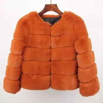 OFTBUY 2024 Женская шуба из лисьего меха Женская осенне-зимняя теплая искусственная шуба L верблюд