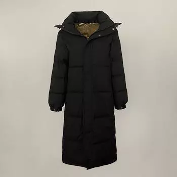 OFTBUY 2024 зима 90% белый утиный пух черные женские пальто классический пуховик X-длинный до колена утолщенное теплое повседневное пальто M чёрный