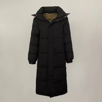 OFTBUY 2024 зима 90% белый утиный пух черные женские пальто классический пуховик X-длинный до колена утолщенное теплое повседневное пальто S чёрный