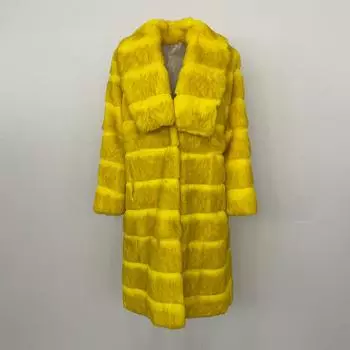 OFTBUY 2024 зимнее женское пальто из натурального кроличьего меха, цельный пояс, отложная длинная теплая утепленная куртка, верхняя одежда по индивидуальному заказу S кофейный