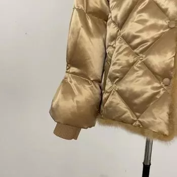 OFTBUY 2024, зимнее женское пальто из 90% белого утиного пуха с воротником из лисьего меха, норковый пуховик, короткие свободные повседневные утолщенные теплые пальто S верблюд