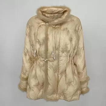 OFTBUY 2024 зимняя куртка женская натуральная шуба из натурального норкового меха с вышивкой белая куртка на утином пуху женская короткая верхняя одежда уличная одежда S верблюд