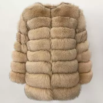 OFTBUY 2024 Зимняя куртка женская натуральная лисья енотовая шуба толстая теплая верхняя одежда уличная одежда бренд рукав три четверти S естественный